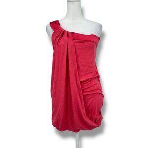 VTG Y2K Bebe Regina One Shoulder Mini Bubble Dress Pink XS 2000s Clubwear US NWT
